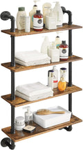 YMYNY Industrial Pipe Shelf Bracket, 4 Tiers Retro Wall Mounted Floating Shelf, Wood DIY Bookshelf, Storage Shelves for Living Room, Bedroom, Office, 24" Farmhouse Bathroom Shelving, UHWS002H