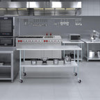 AmGood 30" x 72" Stainless Steel Work Table with Casters | Heavy Duty Metal Utility Table On Wheels | Kitchen Island Cart