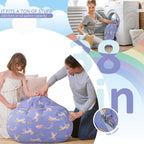 Aubliss Stuffed Animal Bean Bag Storage Chair | (Light Blue Unicorn, Large (38''))