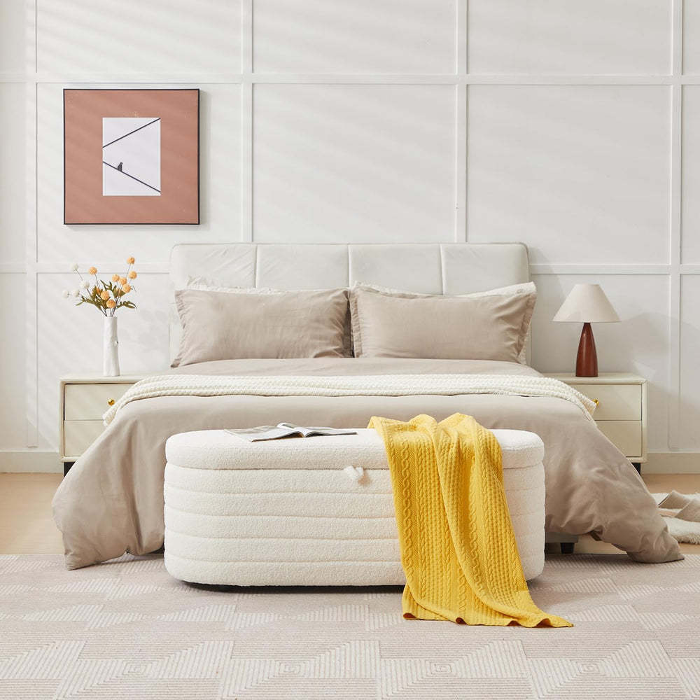 Storage Ottoman Bench End of Bed for Bedroom,45 inch Boucle Upholstered Entry...