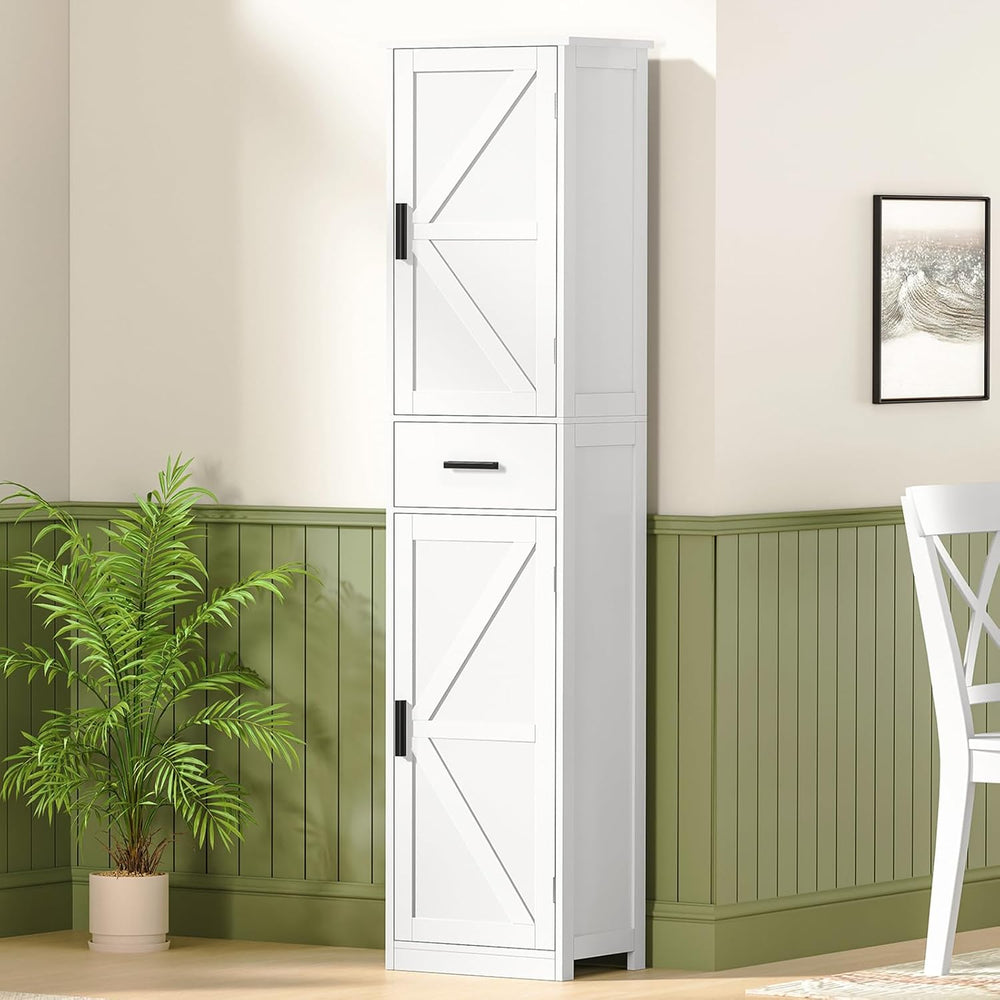 WEENFON Tall Bathroom Cabinet, Storage Cabinet with 6 Shelves & Drawer, B...