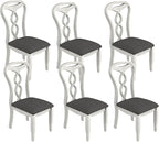 Solid Wood Dining Chair Set of 6, Kitchen Dining Room Chair with Upholstered Cushion & Wooden Legs, Modern Wood Side Chairs for for Kitchen, Washed Gray