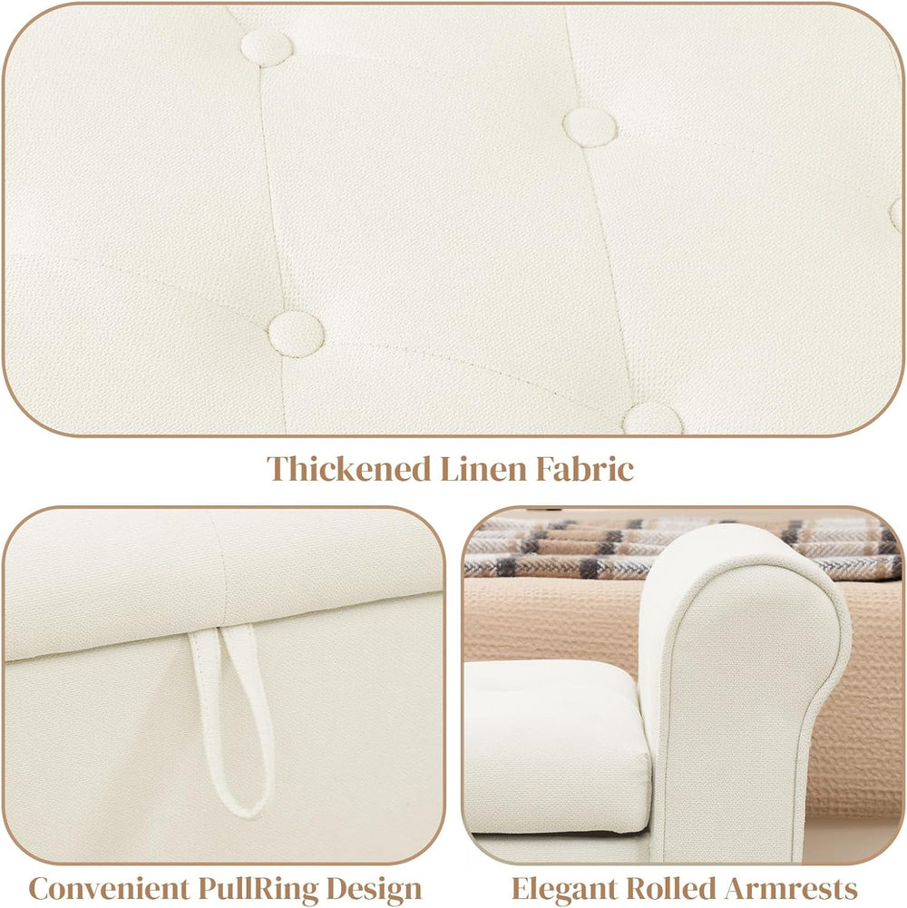 49" End of Bed Storage Bench for Bedroom, Upholstered Storage Ottoman | ...