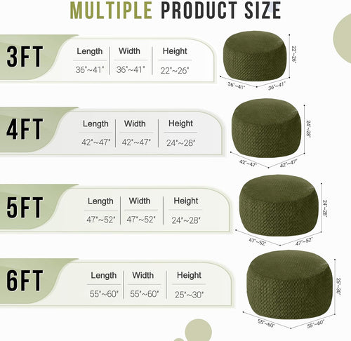 3FT Bean Bag Chair,Giant Bean Bag Chairs for Adults,Big Bean Bags with Memory Foam Filled, Large Beanbag Chairs with Chevron Plush Cover-Green