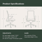 Branch Verve Chair - High Performance Executive Office Chair with Contoured Seat Back and Adjustable Lumbar Rest - High Density Foam Cushion with Aluminum Base - Up to 275 lbs - Cobalt