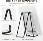 TR-LIFE 4 Pack 10 Inch Large Plate Stands for Display - Metal Plate Holder Stand + Picture Stand + Small Easels for Decorative Plate, Platter, Book, Plaques, Photo Frame, Tabletop Art