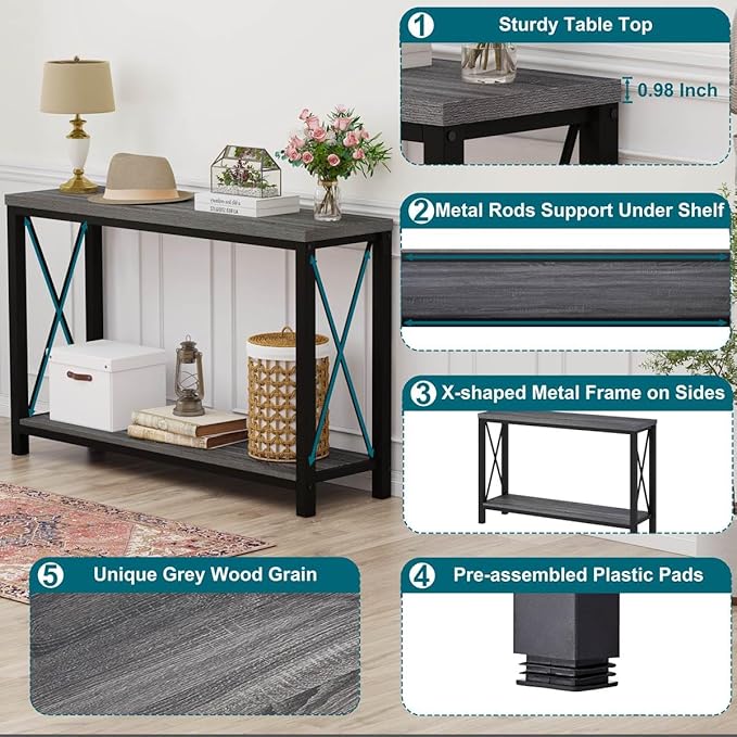 BON AUGURE Console Tables for Living Room, Industrial Couch Table Behind Sofa...