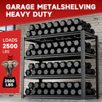 4-Tier 60”W Garage Shelving Heavy Duty 2500LBS Garage Storage Rack 60" W Basement Warehouse Storage Shelves Units Adjustable Metal Shelf for Garages(Black)