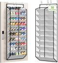 KEEPJOY 20-30 Pairs Over the Door Shoe Organizer, Mesh Hanging Shoe Rack for Door Storage with 20 Wide Deep Pockets,10-Tier White Door Shoe Holder Fits Sneakers, Boots.