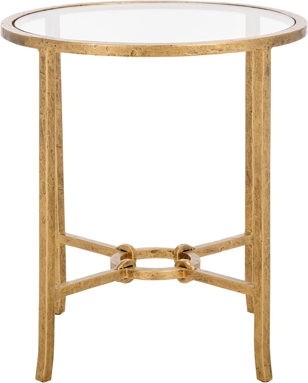 SAFAVIEH Couture Collection Tauri Brass Metal Glass Top Round Accent Table (F...