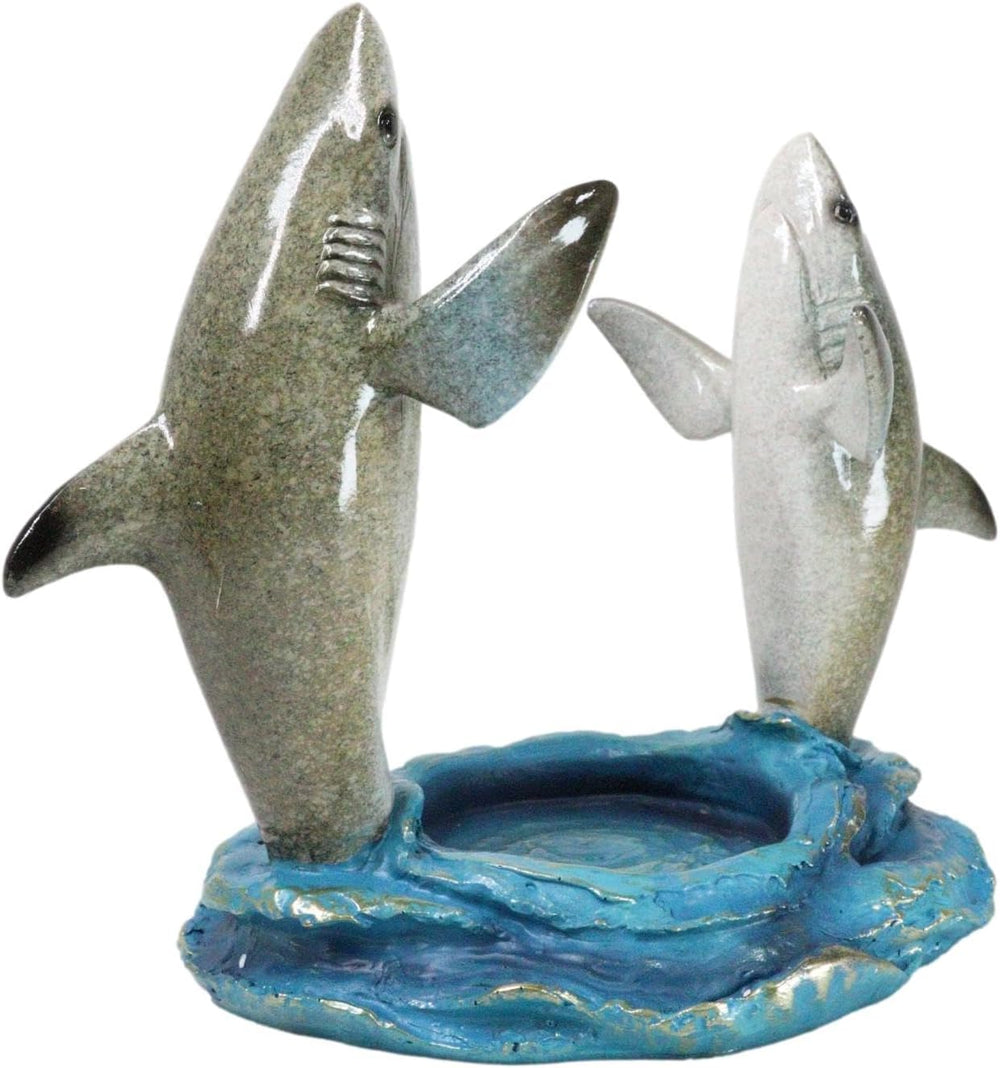 Ebros Gift Ocean Marine Byron Bay Terror Twin Great White Sharks Rising Above...