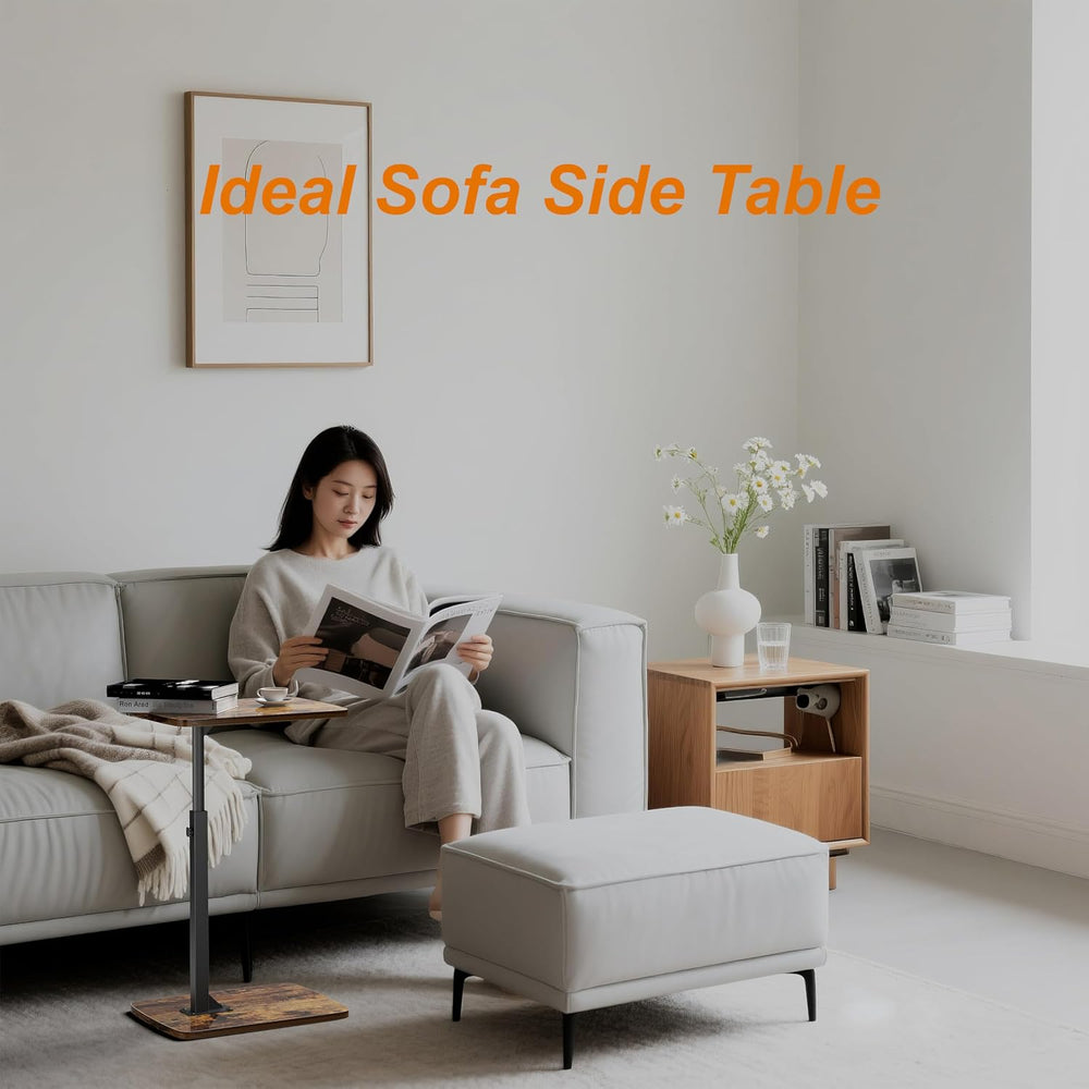 TV Tray Table for Small Spaces with 360° Swivel Tabletop & Height Adjusta...