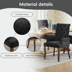 Upholstered Tufted Chenille Dining Chairs with Arms & Nailhead Trim – Solid Wood Frame & Legs, Modern Farmhouse for Dining, Kitchen & Living Room (Set of 2, Charcoal Gray)