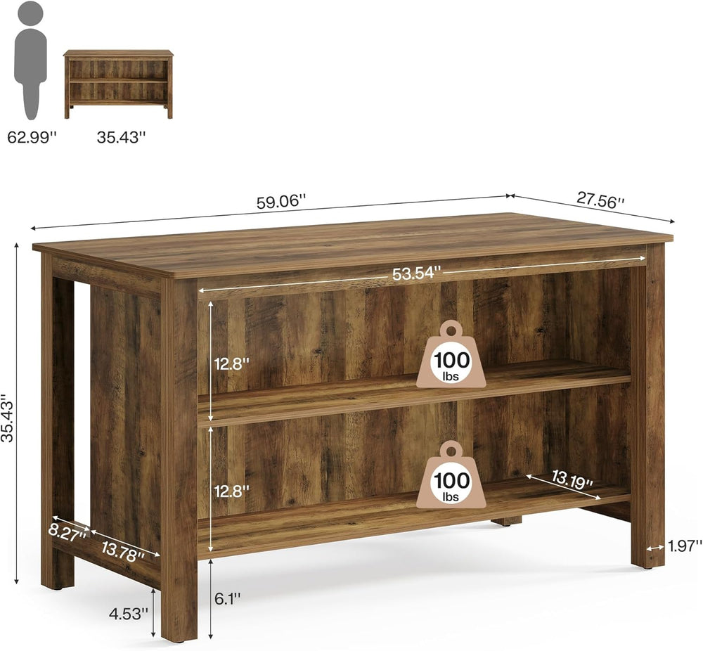 Tribesigns Kitchen Island with Seating and Storage, 59-Inch Large Farmhouse S...