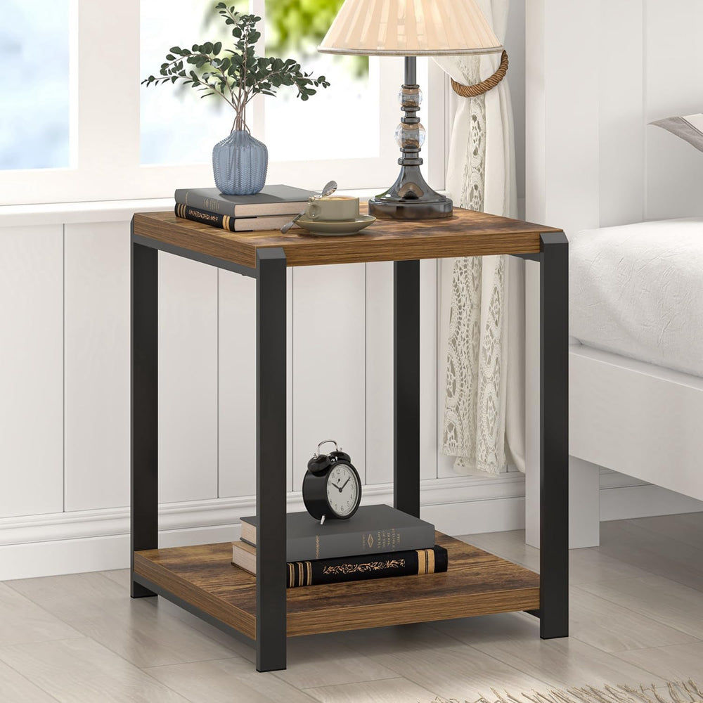 EXCEFUR End Table with Storage Shelf, Modern Side Table for Living Room, Wood...