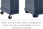 Crosley Furniture Madison Madison Rolling Kitchen Island Cart, Microwave Stand, Coffee Bar, with Shelves and Drawers, Navy
