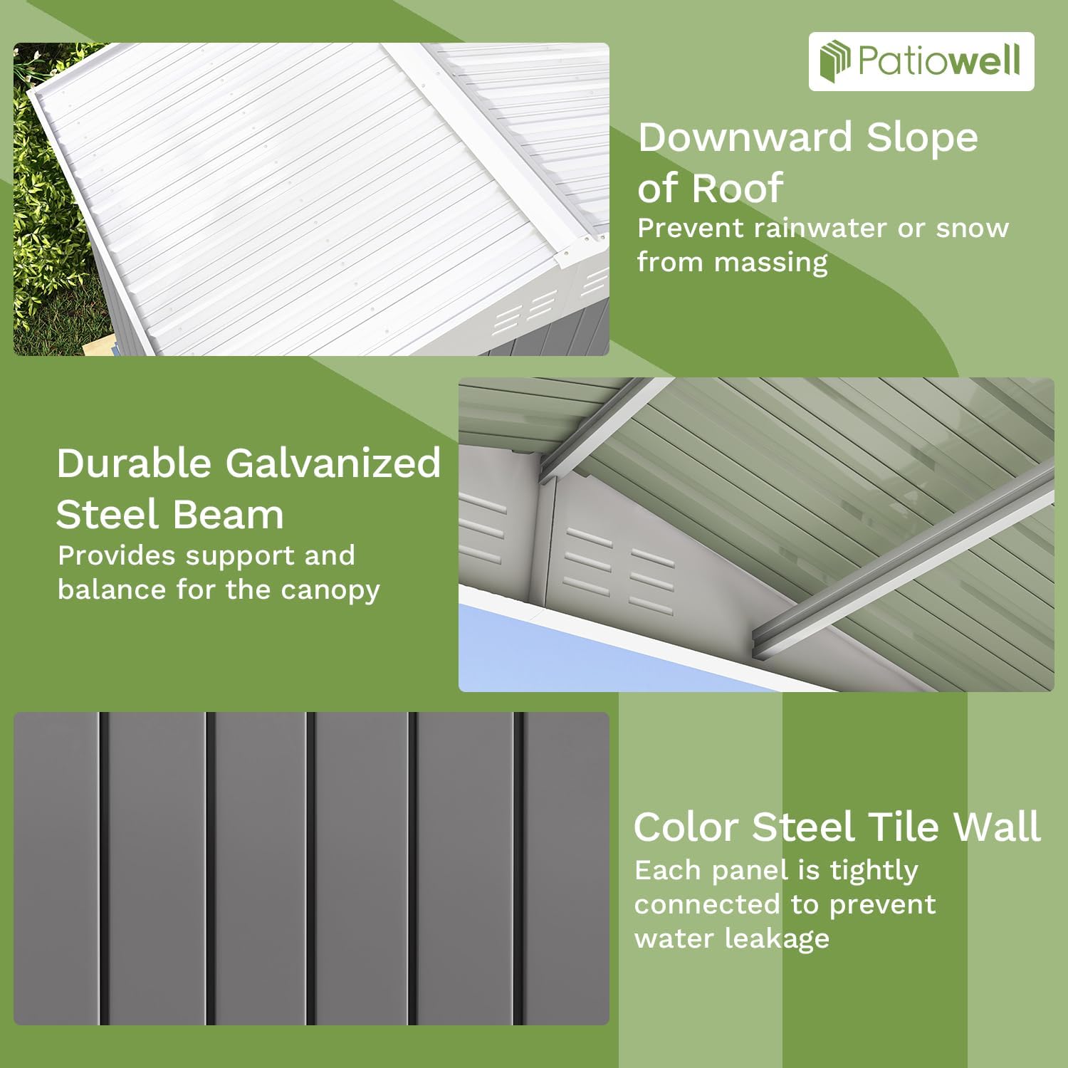 Patiowell 8x6 FT Outdoor Storage Shed, Garden Storage Shed with Sloping Roof and Double Lockable Door, Outdoor Shed for Backyard Garden Patio Lawn, Gray