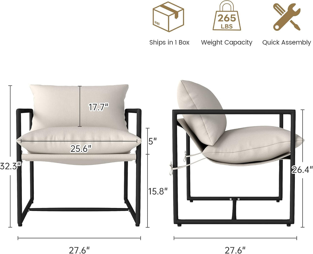 Kromax Sling Accent Chair, Set of 2, Cozy Living Room Chairs, Beige | Cozy Li...