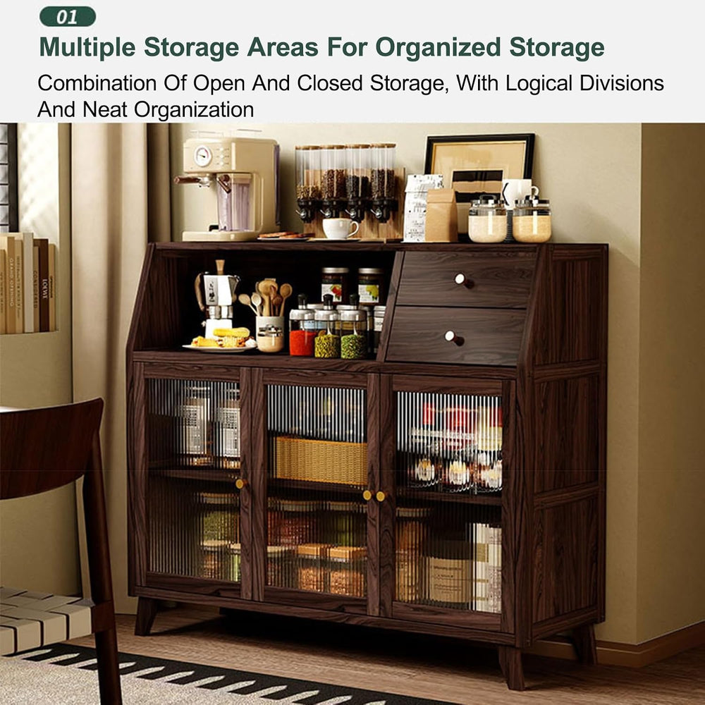 Storage Cabinet with Drawer - Tall Freestanding Kitchen Pantry Cupboard for D...