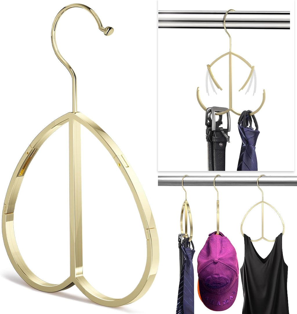 Multipurpose Closet Hangers- Tie and Belt Hanger for Closet- Ideal for Storing Belts, Ties, Scarfs, Baseball Hats, Purses & More- Great Space Saving Belt Organizer for Wardrobe
