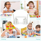 Costzon Kids Table and Chairs, 3 Piece Plastic Easy Clean Children Activity Desk for Reading, Drawing, Snack Time, Arts Crafts, Preschool, Kindergarten & Playroom, Toddler Table and Chair Set (White)