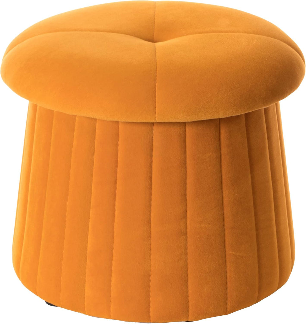 Fabulaxe Modern Tufted Velvet Mushroom Shape Storage Ottoman Storage Stool Tr...