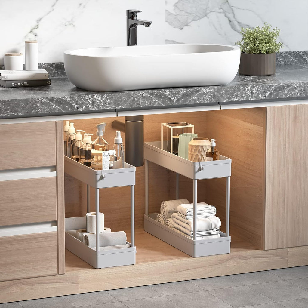 SOLEJAZZ Slim Rolling Storage Cart with Wheels 4 Tier Skinny Bathroom Storage Organizer Narrow Shelf Unit Thin Laundry Room Utility Cart for Bedside Kitchen Office Next to Fridge Small Places, Gray