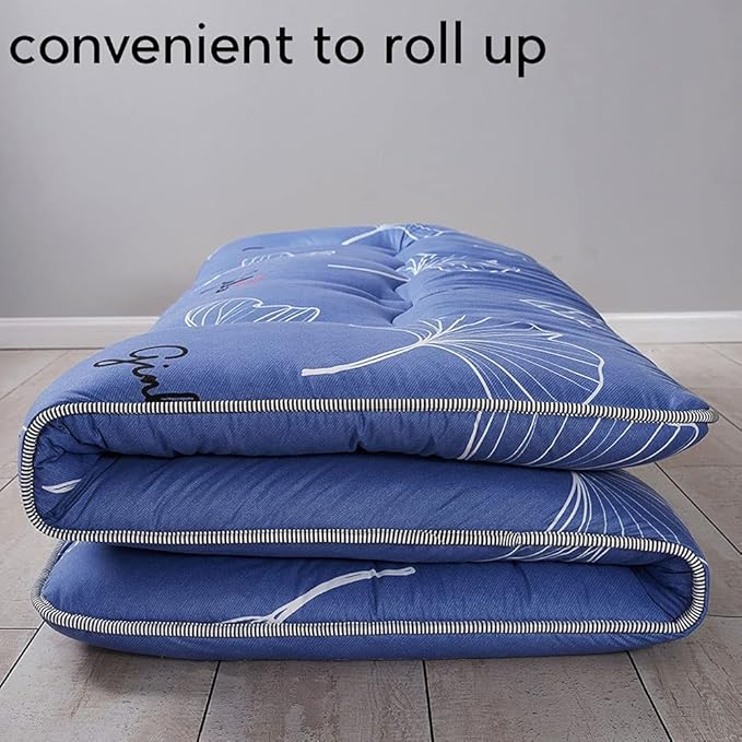 MAXYOYO Japanese Floor Mattress Futon Mattress, 4" Thicken Tatami Mat Sleeping Pad Foldable Roll Up Mat Boys Girls Dormitory Pad Kids Floor Lounger Pillow Bed, Charcoal Grey, Queen Size