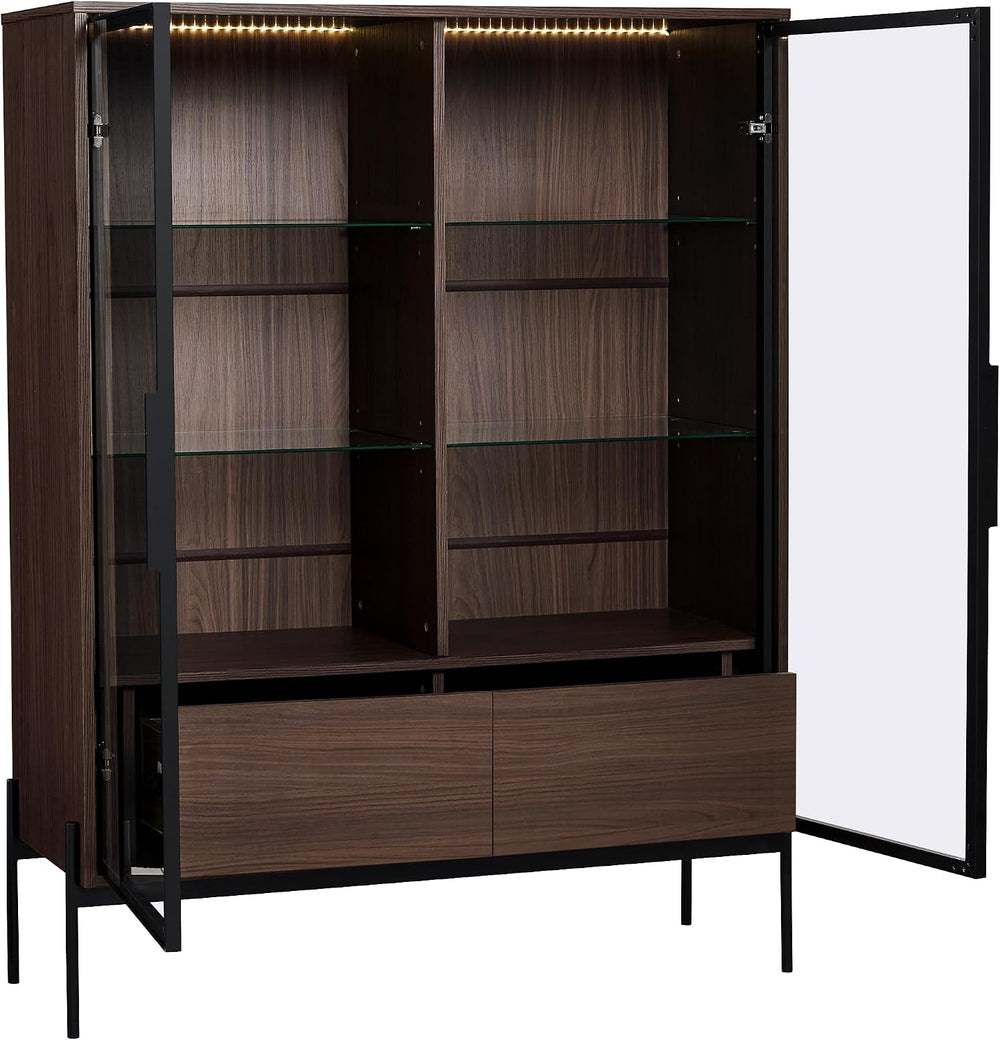 roomfitters 51.2'' Display Cabinet with Glass Doors, Pantry Storage C...