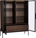 roomfitters 51.2'' Display Cabinet with Glass Doors, Pantry Storage Cabinet with Shelves for Living Room and Kitchen, Walnut