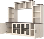 Wall Unit Entertainment Center with Charging Station and USB Charging for TVs, TV Stand with Large Storage Cabinet, Modern TV Stand Media Console with Cabinets (Beige/T)