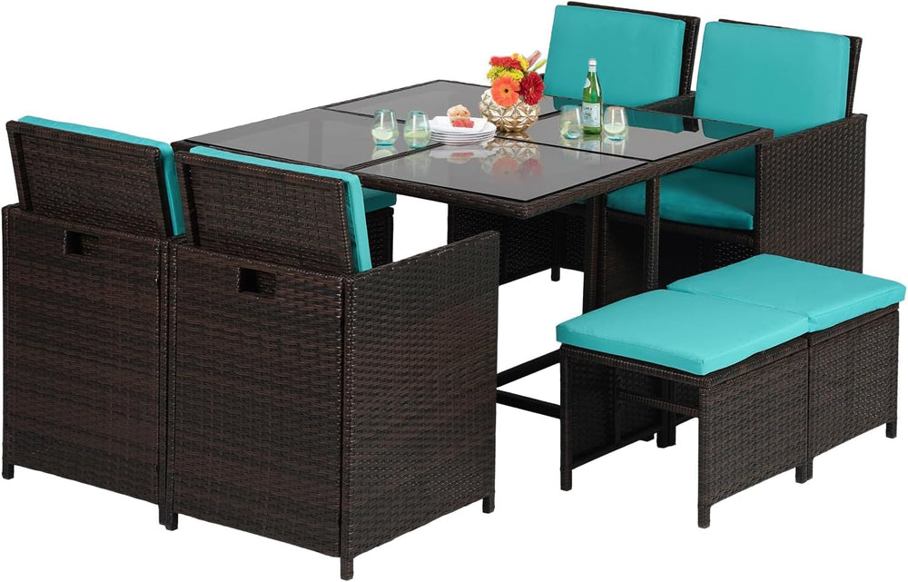 Patio Table and Chairs Set Outdoor Patio Furniture Set Patio Dining Sets 9 Pi...