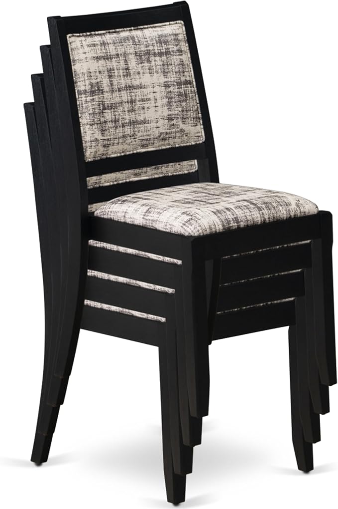 X02X2-2C6-30 4-pc Dining Room Table Set a Rectangular Kitchen Table and a wooden Bench and 2 Wire Brushed Black Polyester Stackable Chair, 39x120 Inch, Wire Brushed Black