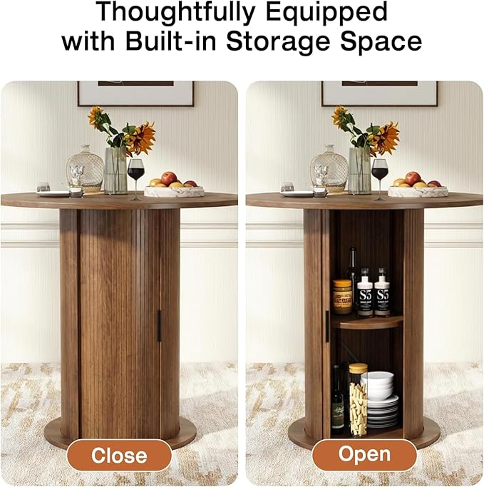 SoarFlash Kitchen Table and Chairs for 2, 31.5" Dining Table Set for 2 with Upholstered Chairs, 3 Piece Kitchen Table Set with Storage Shelf for Small Space, Apartment