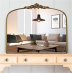 Vintage Gold Arched Wall Mirror 36"x30" – Ornate Baroque Style Antique Brass Frame, Decorative Large Mirror for Entryway, Living Room, Fireplace, Hallway, Bathroom