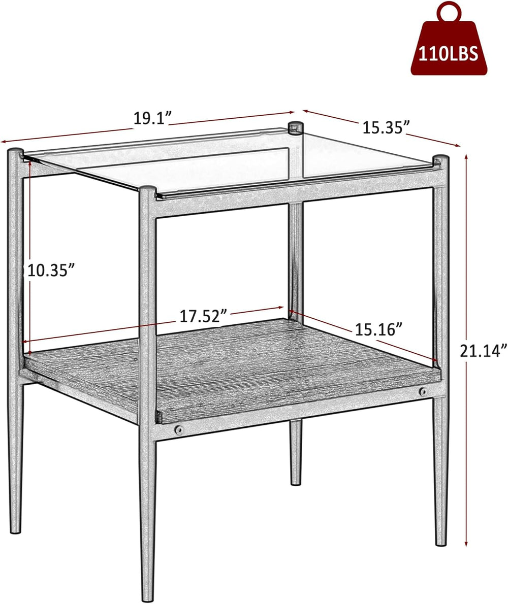 Glass end Table Set of 2,Living Room Glass Side Table,Glass Bedside Table,Sui...