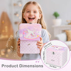 Basumee Musical Jewelry Box for Girls PU Leather Music Box with Drawer Large Kids Jewelry Organizer with Unicorn/Ballerina Jewelry Storage for Little Girls Ages 3–10, Birthday & Holiday Present