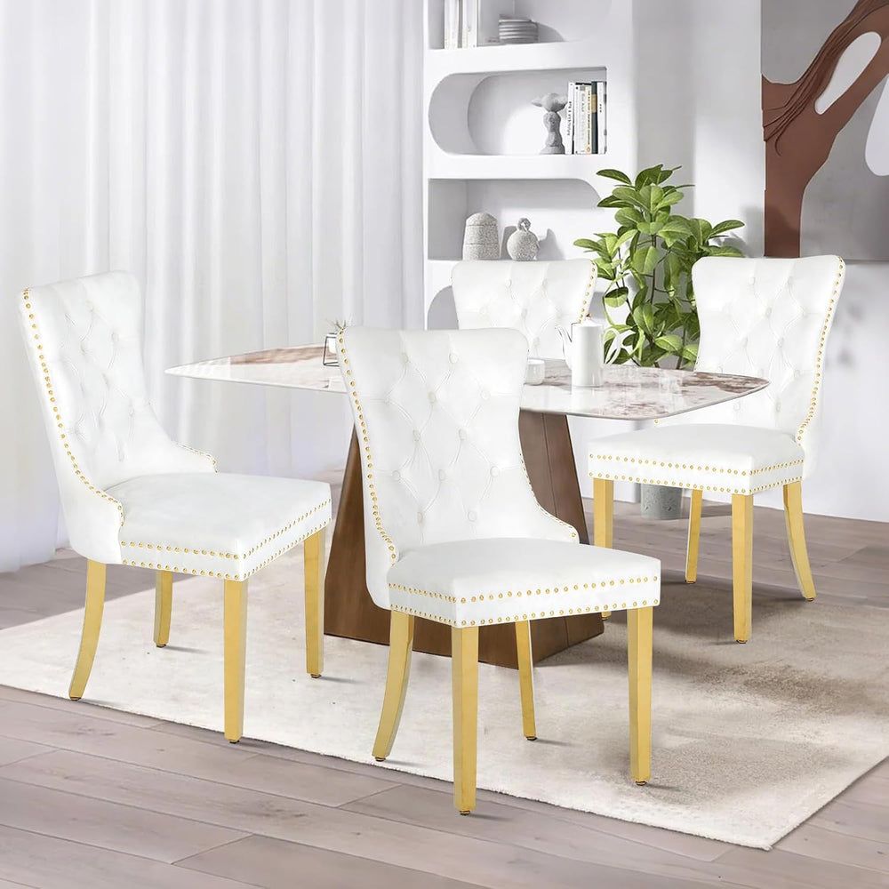 Velvet Dining Chairs Set of 2,Modern Luxury Dining Room Chairs with Gold Stai...