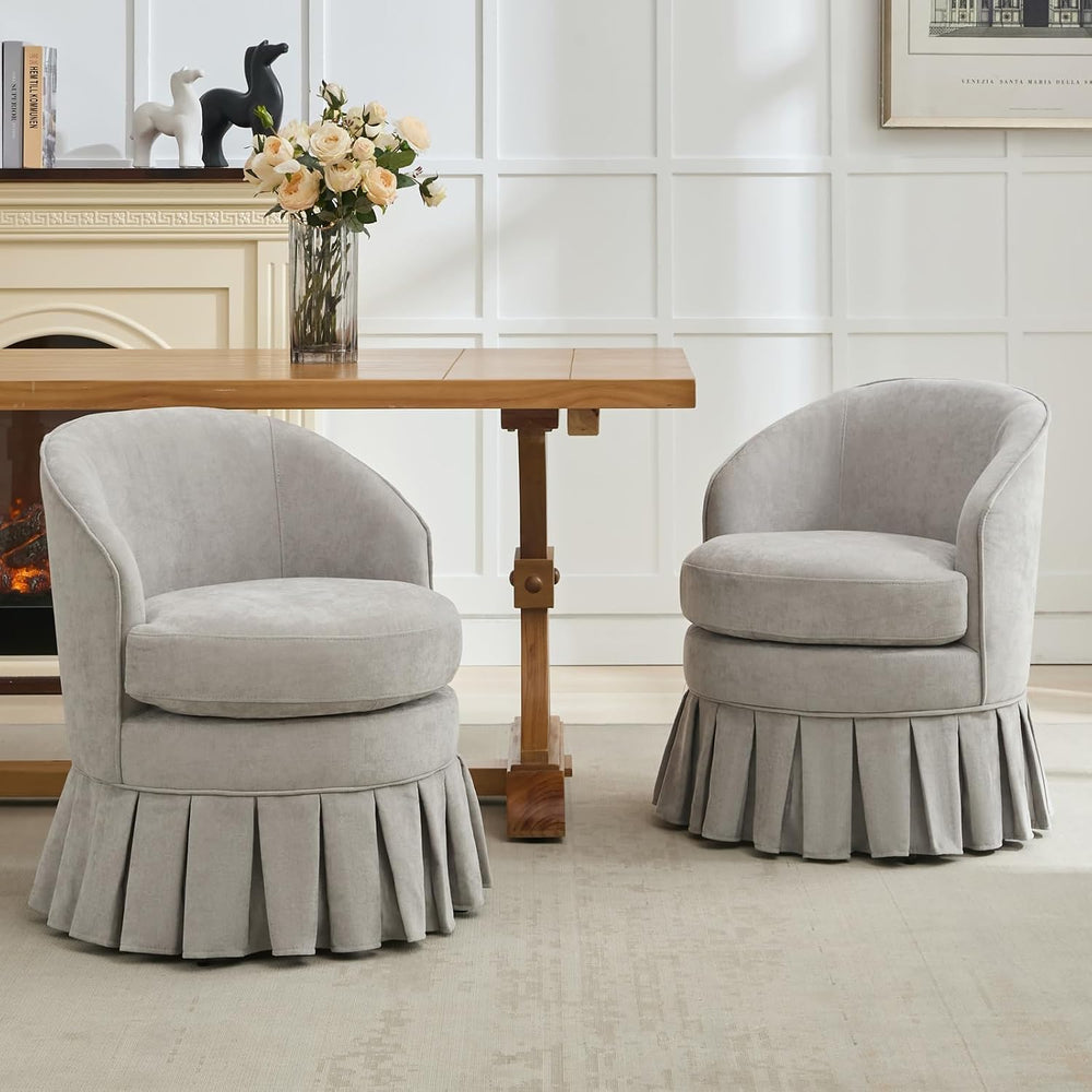 GarveeHome Vanity Stool, Upholstered Tall Back Arm Chair w/Side Pockets, Wood...