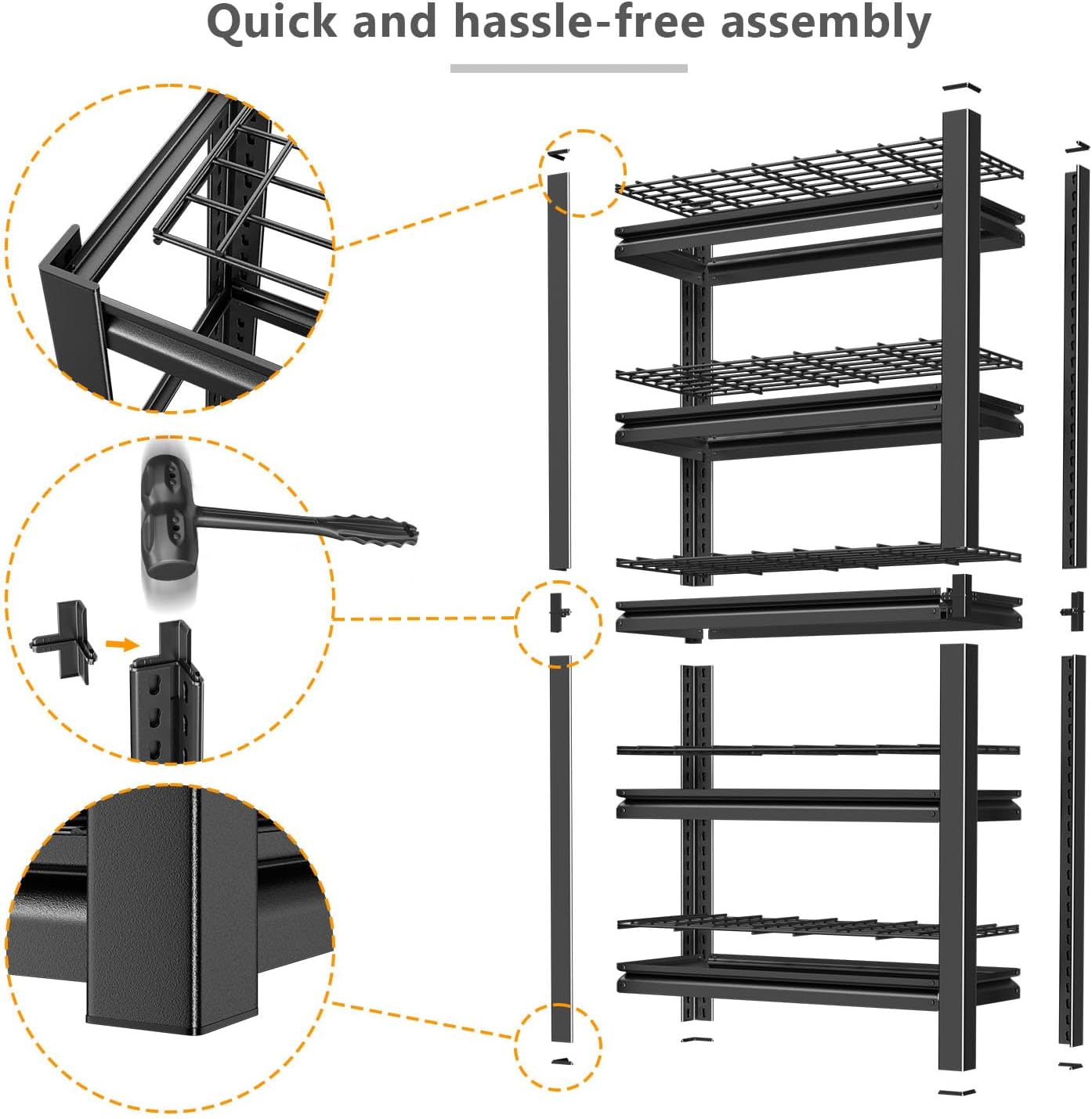 Heavy Duty Storage Shelving Unit (72" H x 35" W x 16" D) | Adjustable 5-Tier Metal Rack, Standing Utility Shelves, Garage, Basement, Pantry, Kitchen, Warehouse, 3000 lbs Capacity