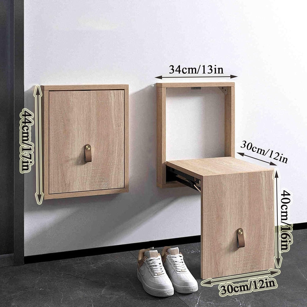 Hidden Shoe Bench, Shoe Bench Rack for Entryway, Folding Chair Wall-Mounted I...
