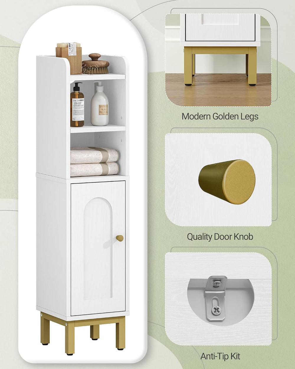 Hzuaneri Bathroom Storage Cabinet, Small Corner Floor Cabinet | Narrow Toilet...