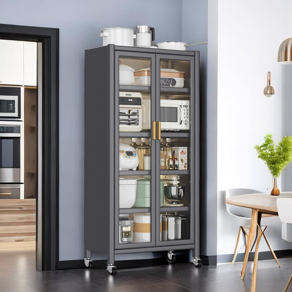 Kitchen Pantry Metal Kitchen Shelving Floor-to-Ceiling Multilevel Household M...