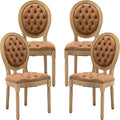 French Country Dining Chairs Set of 4, Caramel Kitchen & Dining Room Chairs, Faux Leather Kitchen Chairs, Tufted Upholstered, Wood Legs, Sillas De Comedor (PU, Amber, 4Pcs)