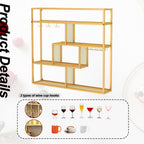 Black Wall Mounted Wine Rack with Hanging Stemware Glass Holder, 4 Tier Liquor Bottle Display Shelf, Floating Bar Storage Organizer for Home, Kitchen, Restaurant, Liquor Cabinet Decor (Black, 95in)