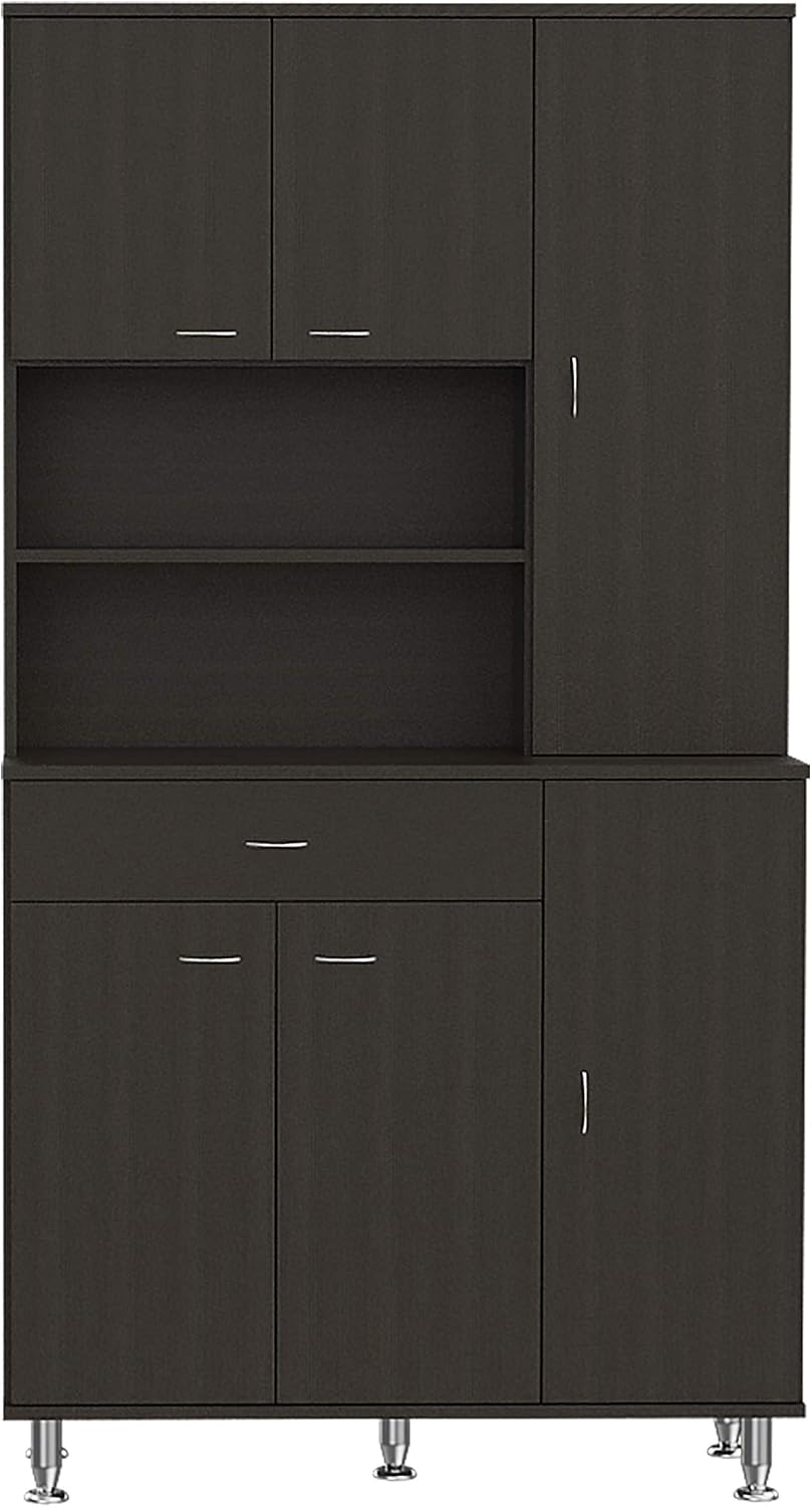 1 Shelf 1 Drawer Pantry Cabinet Black