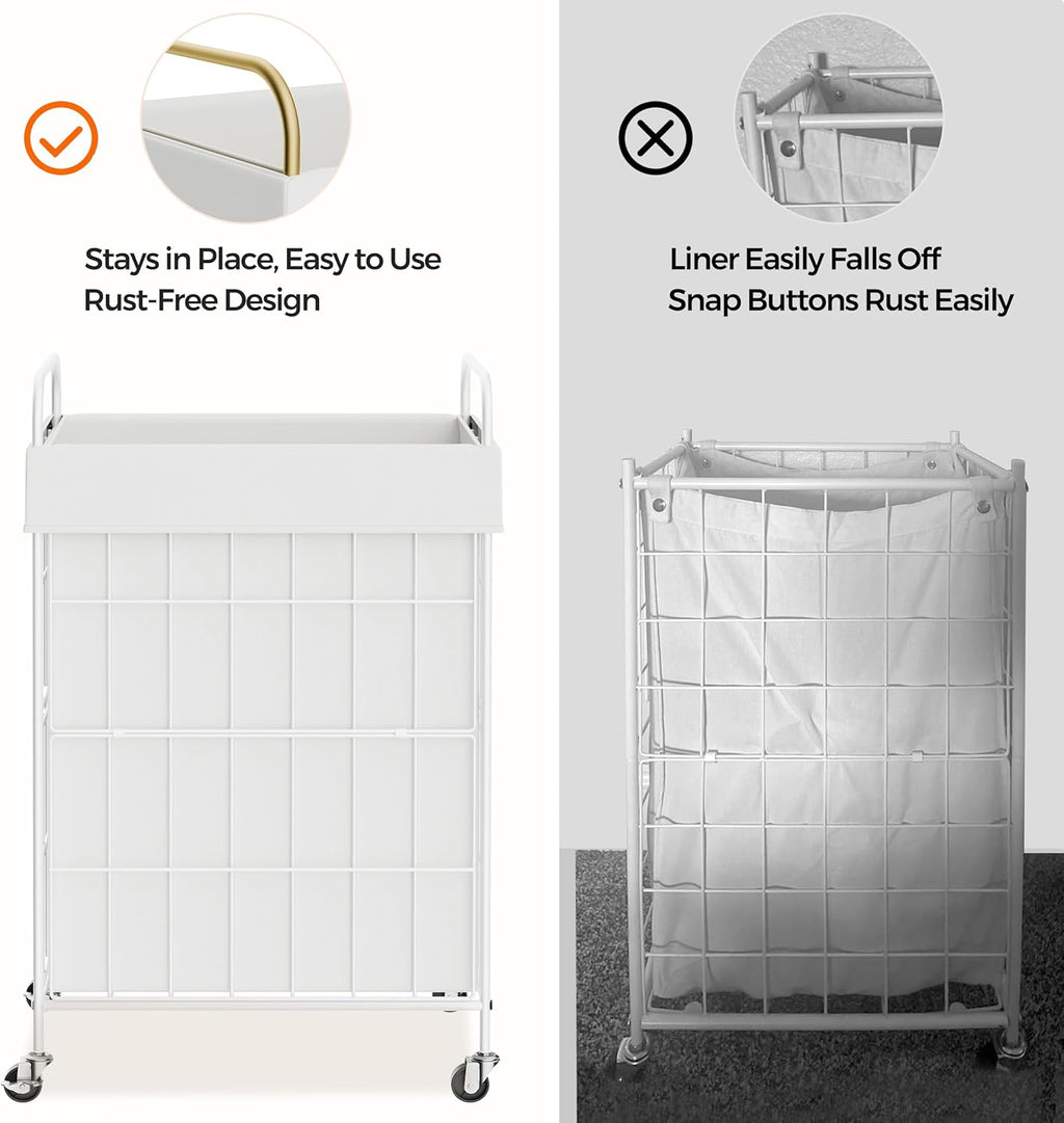 Laundry Hamper with Wheels, 90L Laundry Basket with Handle, Laundry Sorter with Removable Liner Bag