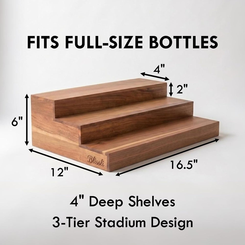Premium Real Acacia Wood 3-Tier Liquor Bottle Display Shelf | No Assembly, Wa...