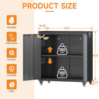 Metal Garage Storage Cabinet with Wheels, Adjustable Rolling Tool Storage Cabinet with Lock, 34" Steel Locking Tool Cabinet with Doors and Shelves for Garage, Warehouse (Black&Gray, 34.3" H)