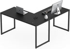SHW Mission 55 x 60 Inches L-Shape Home Office Computer Desk, Black